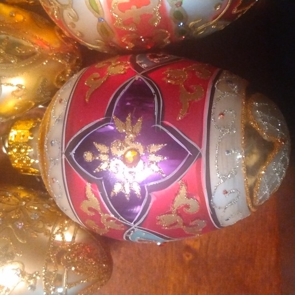 Vintage Bejeweled Fancy Egg shape Christmas Ornaments (6) - Picture 2 of 7
